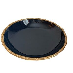 Elegant Navy and Gold Bamboo Decorative Bowl